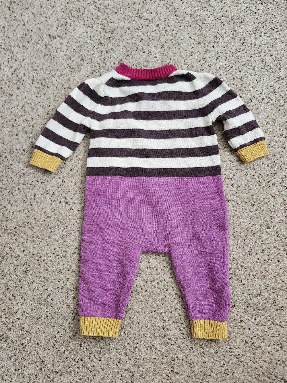 GAP Striped Cream & Brown with Purple Bottom Knit Jumpsuit - Picture 4 of 4